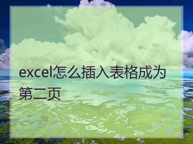 excel怎么插入表格成为第二页