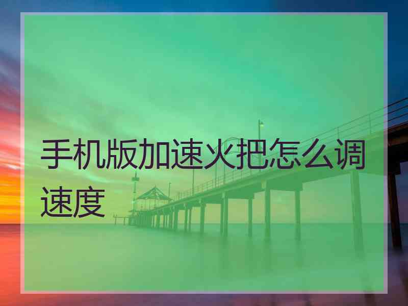 手机版加速火把怎么调速度