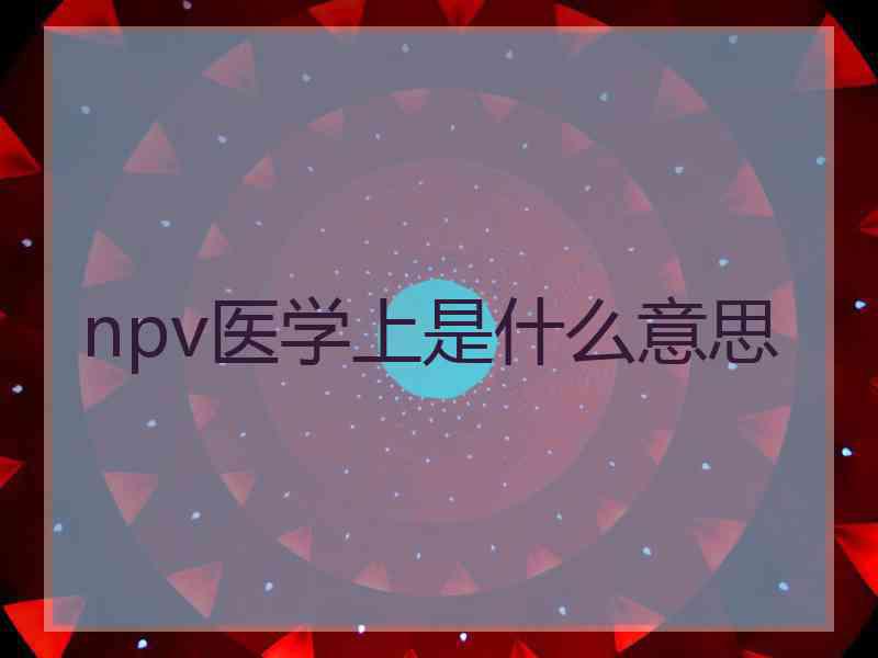 npv医学上是什么意思